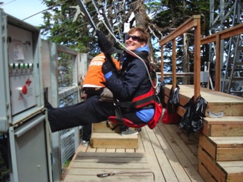 Ready Set Go, Kathy On A Zip line Thrill